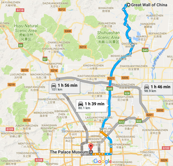 taxi to great wall of china, mutianyu,forbidden city, jingshan, car rental with english driver, cab, day tour