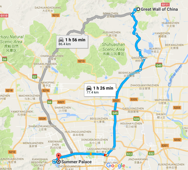 taxi to great wall of china, mutianyu, summer palace, car rental with english driver, cab, day tour